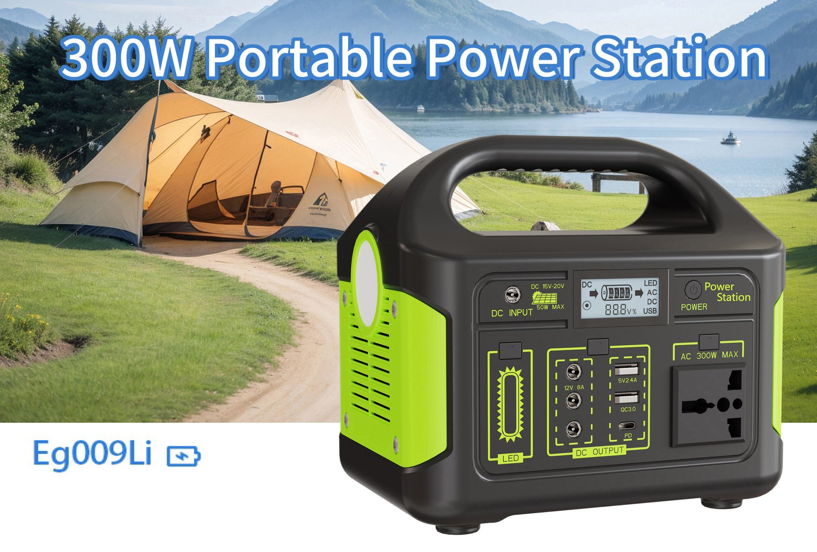 300W Portable Power Station LiFePO4 Modified Sine Wave (204.8Wh / 256Wh)